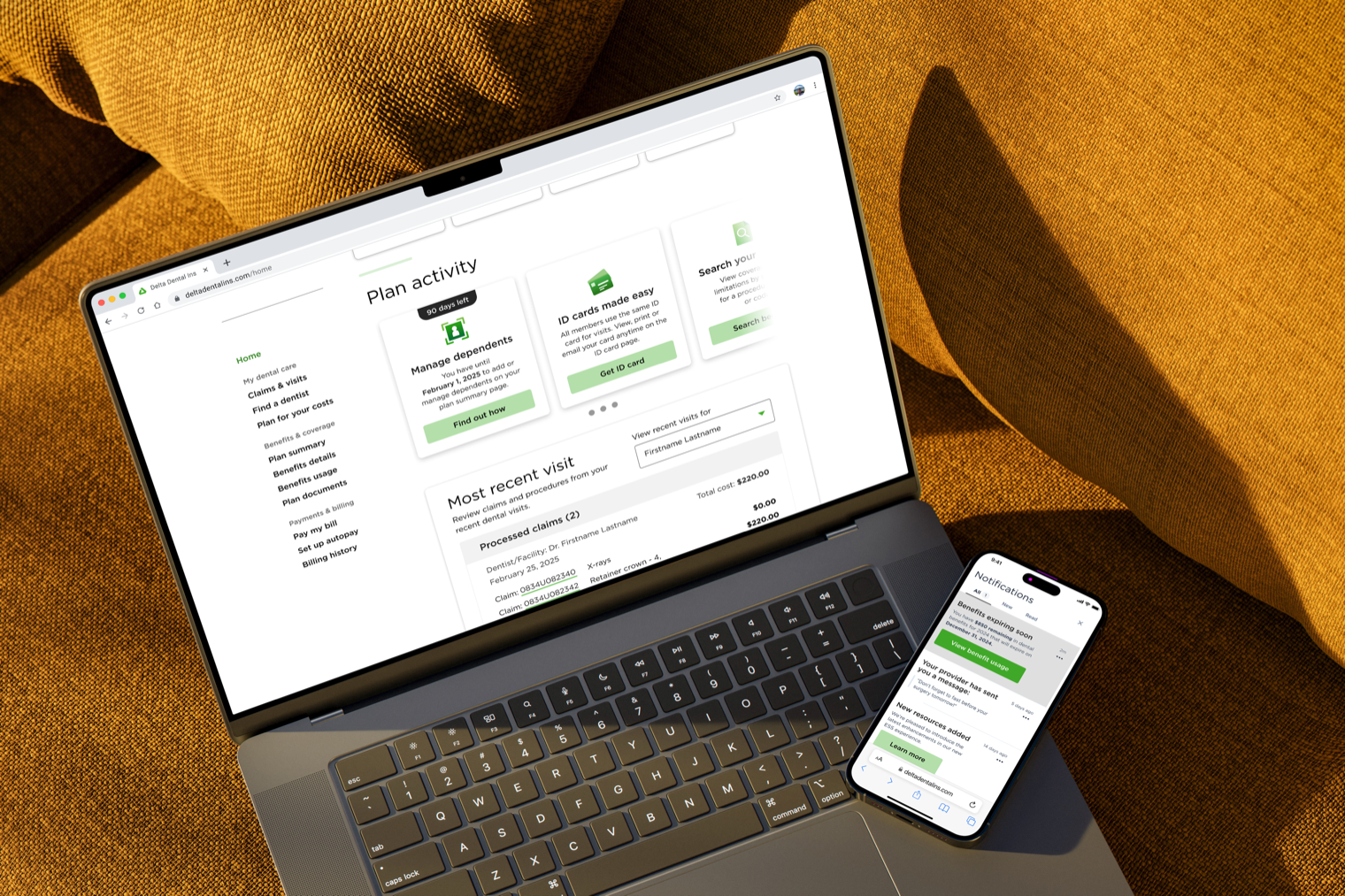 Delivered personalization experience โ laptop and mobile showing the shipped portal