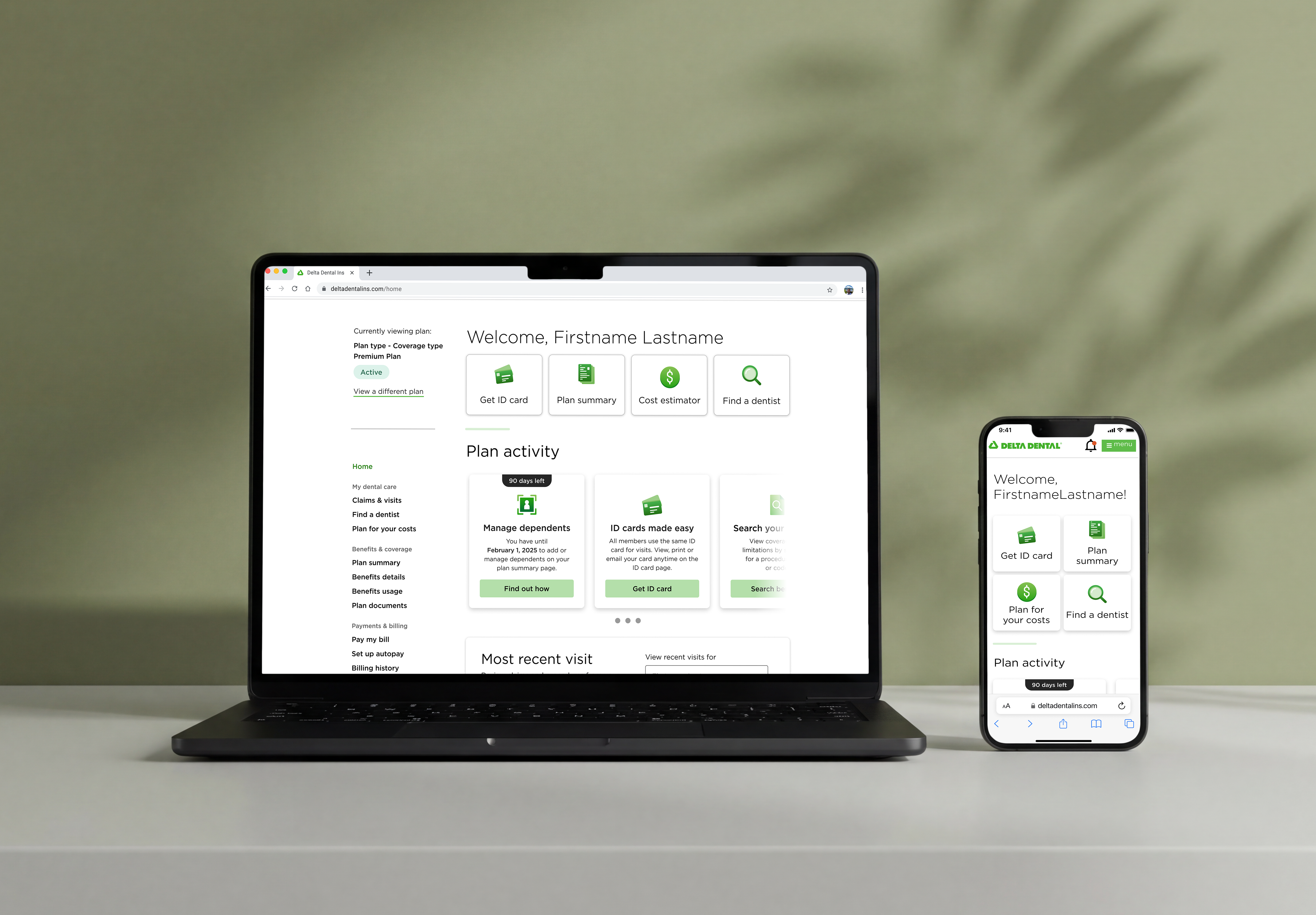 ESS personalization — member portal on desktop and mobile showing personalized dashboard