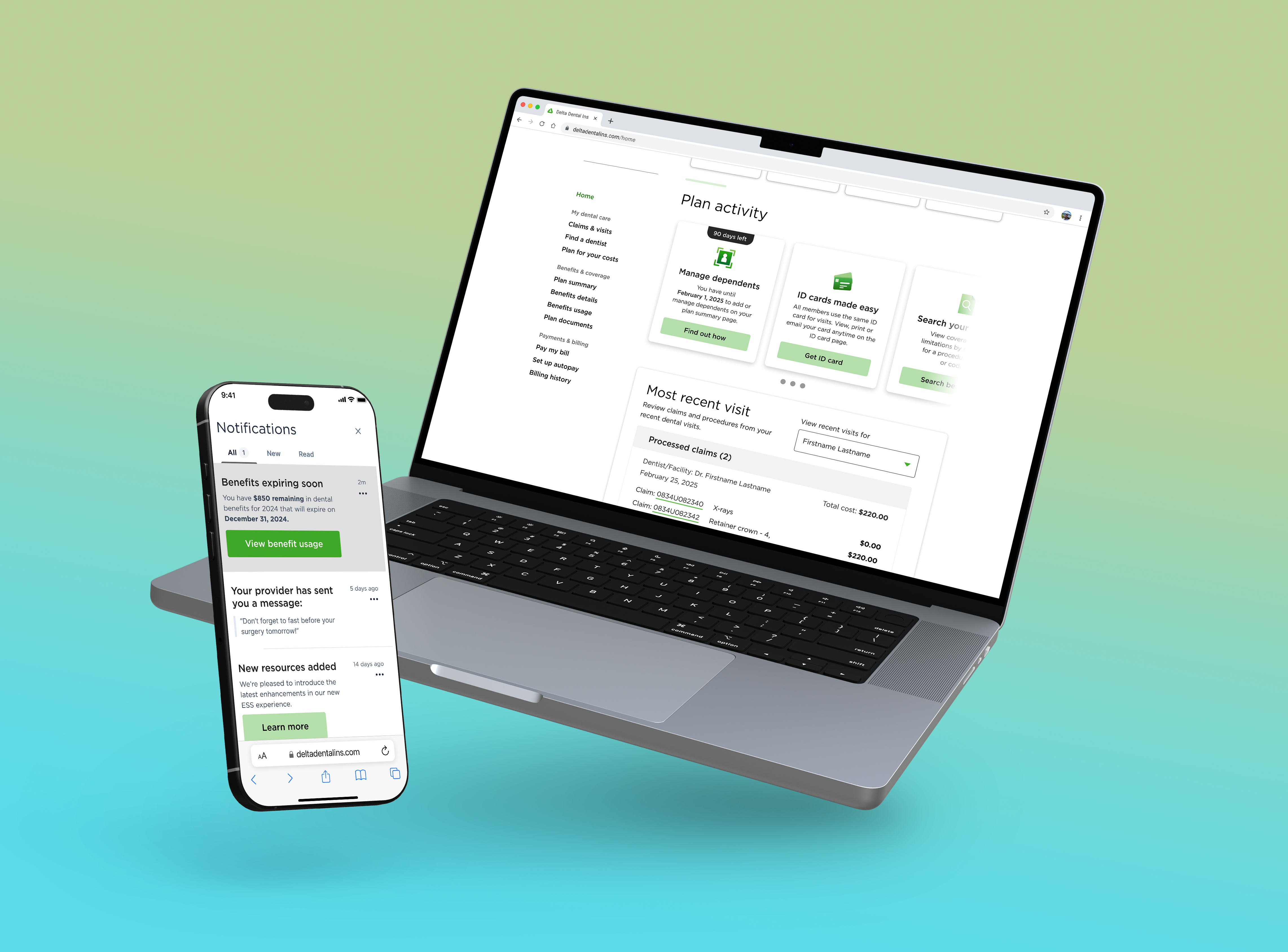 Member personalization — desktop and mobile portal