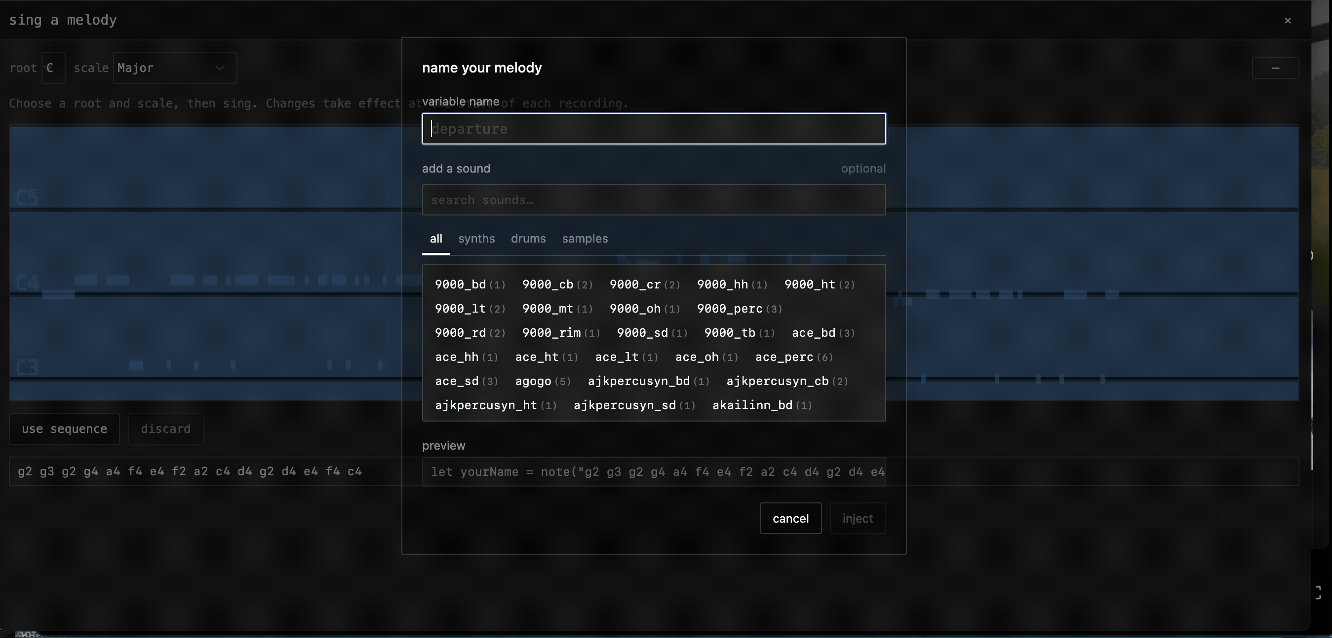 Naming the variable and injecting into editor